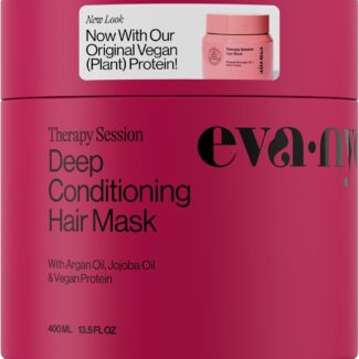 Eva NYC Therapy Session Deep Conditioning Hair Mask with Vegan Protein, Jojoba Oil + Argan Oil - Hydrate, Soften + Repair Hair Strength - Sulfate Free - Warm Vanilla Scent - 13.5 fl oz