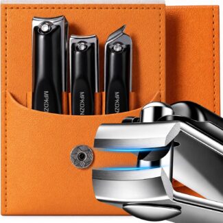 Upgraded 20% Ultra Sharper All-in-One Fingernail and Toenail Clippers, 15% Thicker Sturdy DE-420J2 Stainless Steel, Great Gifts Nail Clippers for Seniors Toe Nail Clippers Case (3-in-1 Black)